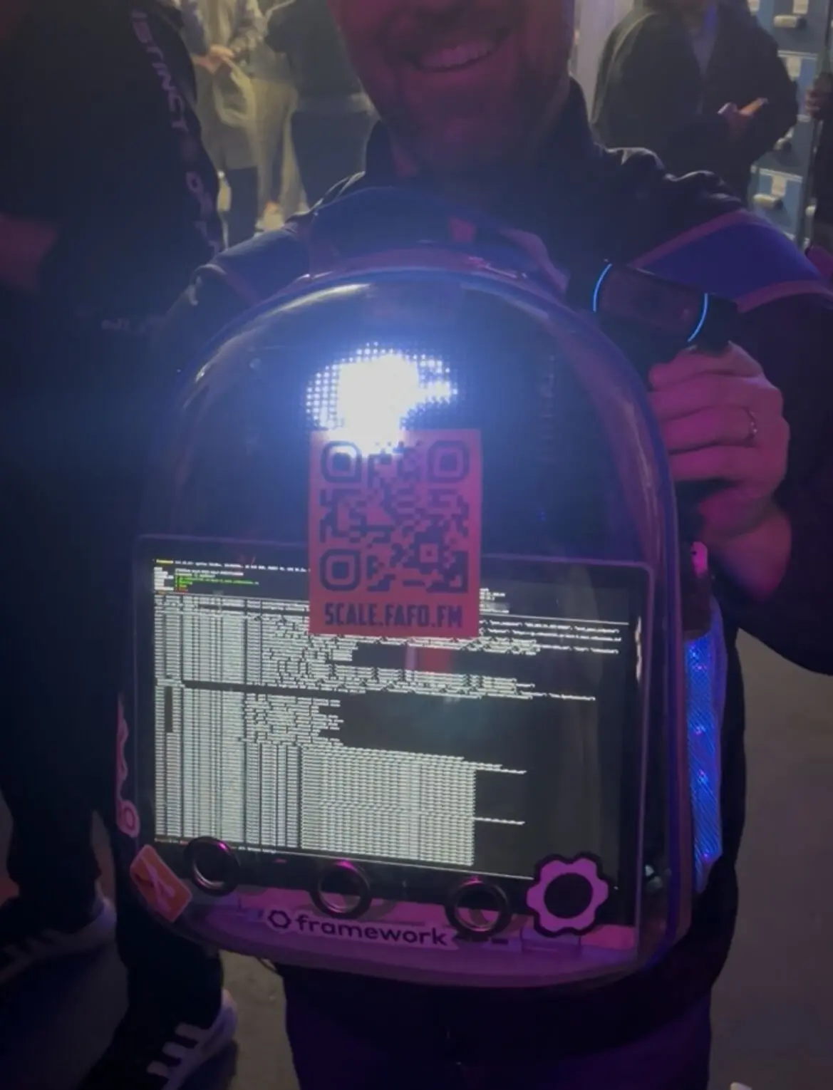 The Cluster running in a backpack The Cluster running in a backpack